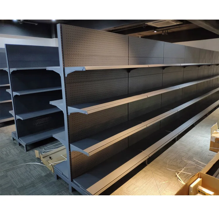 Double-Sided Supermarket Shelves Commercial Super Frosted Gray