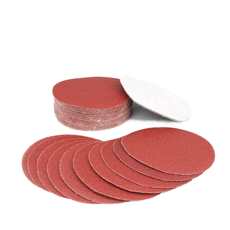 Customized Abrasives disc red sanding disc 100mm 4inch without holes grit 80 sandpaper aluminum oxide red sand disc