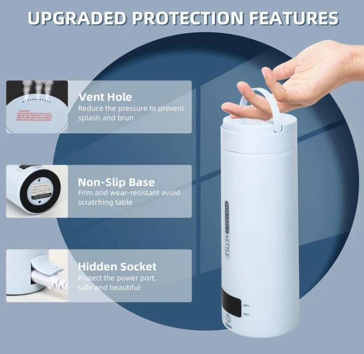 Kingze Modern Coffee and Tea Water Boiler Stainless Steel Vacuum Flask Smart Water Bottle Portable Electric Kettle