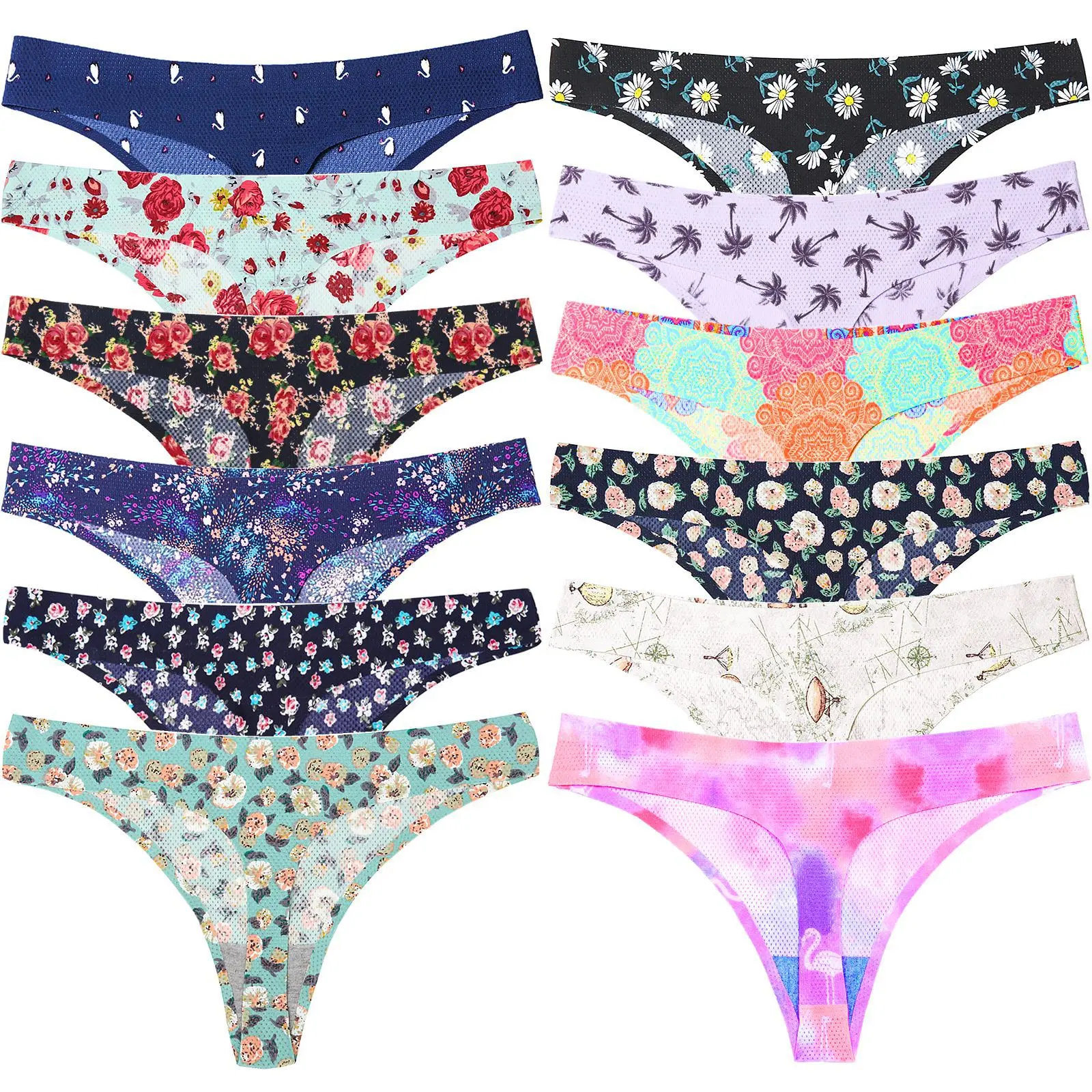 Hipster 100KG Solid Ladies Women Seamless Panties Ice Silk Underwear Printed Underpants Sexy Lingerie Briefs  Dropshipping