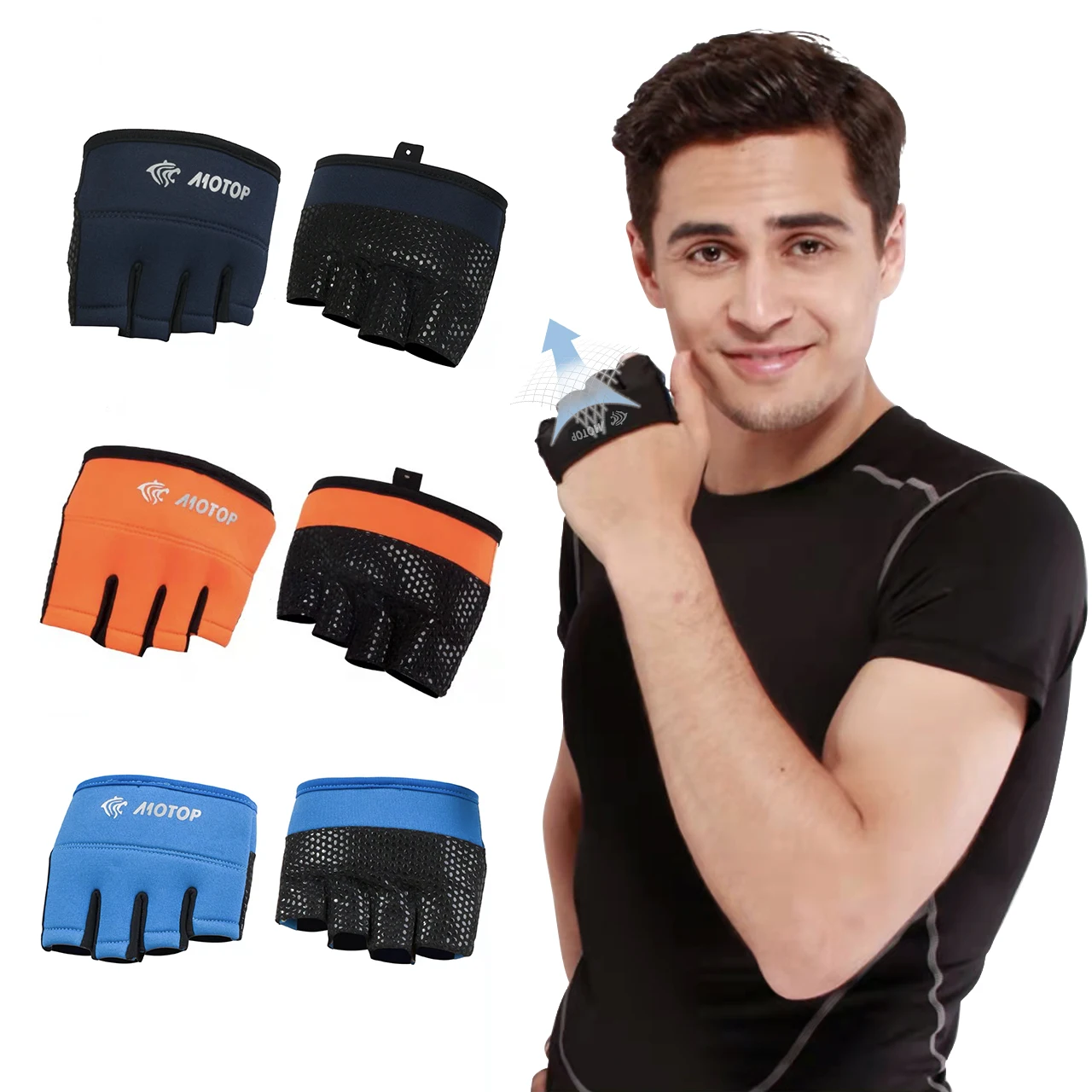 Fingerless Workout Sports  Neoprene Fitness Orange Gym Gloves