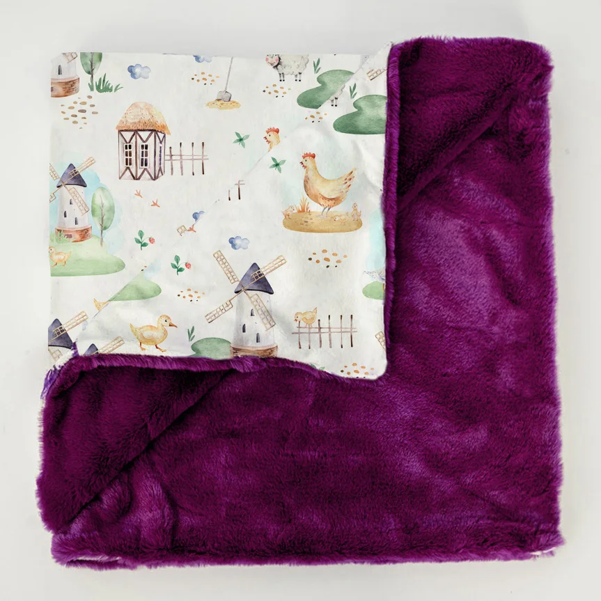 Изготовленная на заказ цифровая печать детские бланковые цветные фланель флисовой подкладке с искусственным мехом выбрасывающимся одеялом