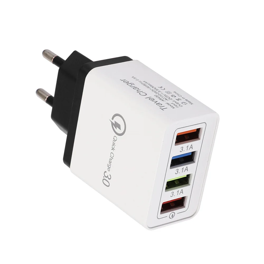 QC 3.0 Quick Charger 4 Ports 5V 3A USB Wall Charger Universal Travel Adapter US/ EU/ UK plug Charger for iphone for samsung