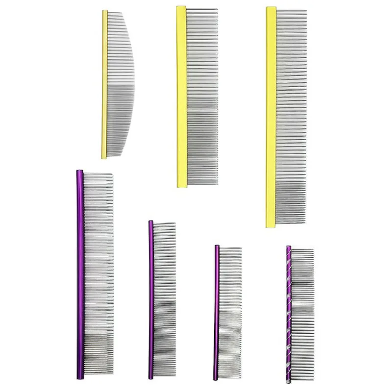 Manufacturer customized logo stainless steel long needle pin pet cat hair remover dog grooming comb