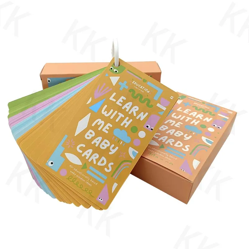 Factory Price Custom High Quality Matt Lamination Waterproof Kids Learning Toys Portable Writable Flash Cards With Plastic Coil