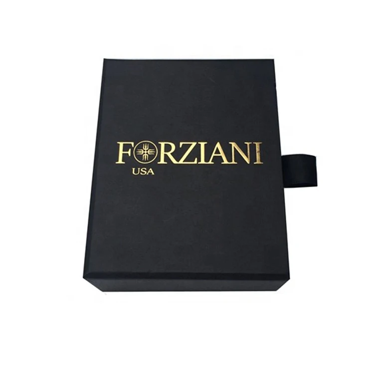 Custom Luxury Black Perfume Box Logo Hot Stamping Drawer Gift Box Packaging With Foam Insert