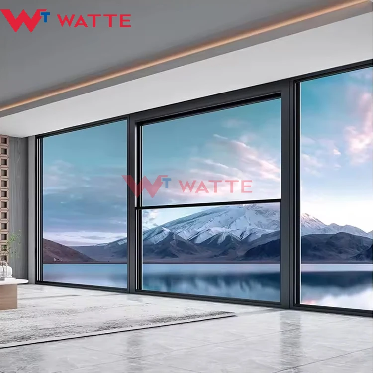 Luxury villa heat insulation glass vertical sliding window aluminium profile thermal break triple glazed lift up windows