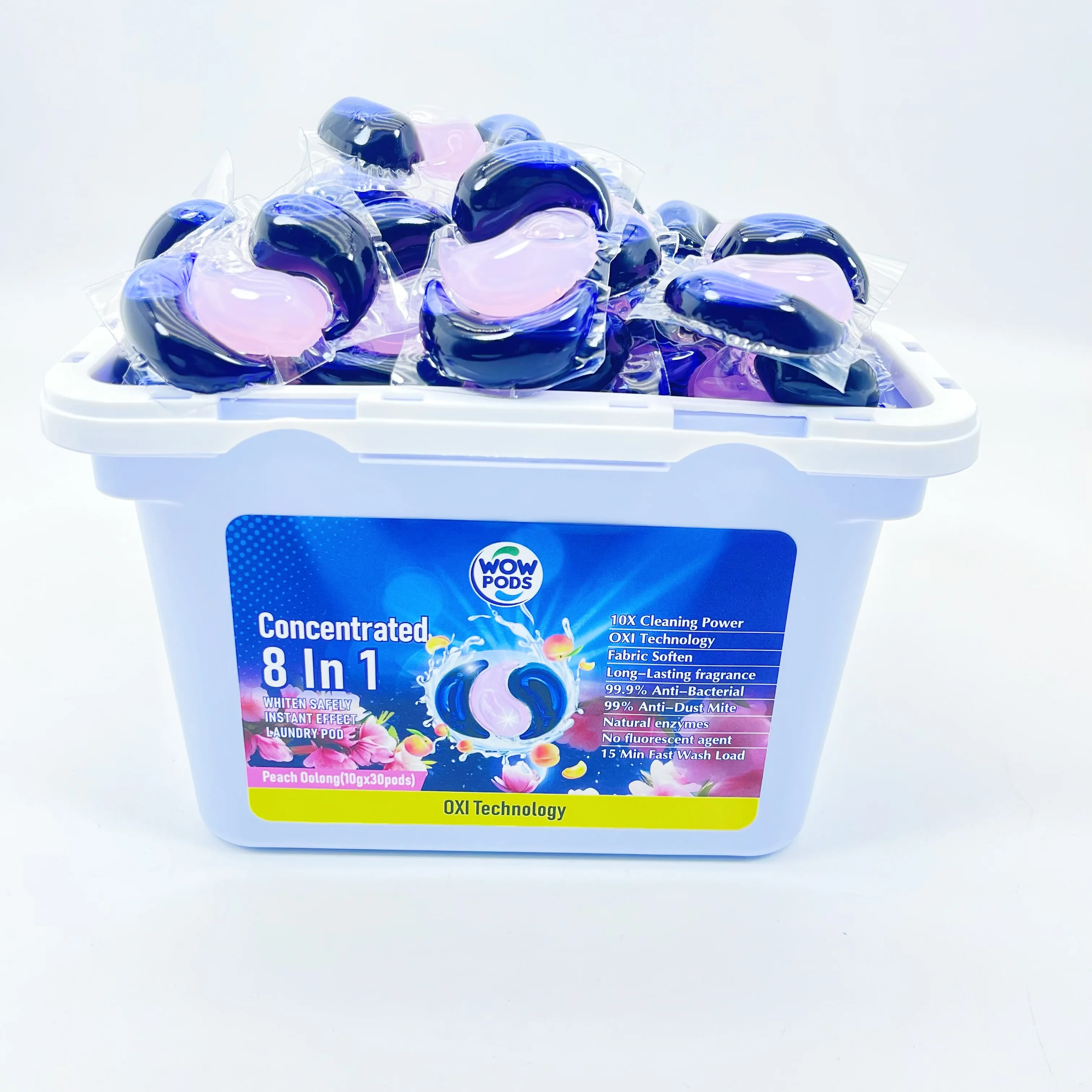 Peach oolong flavor Laundry Detergent Pods Beads Capsules Pods Container for Laundry Room Large Travel Wash Clothes Apparel