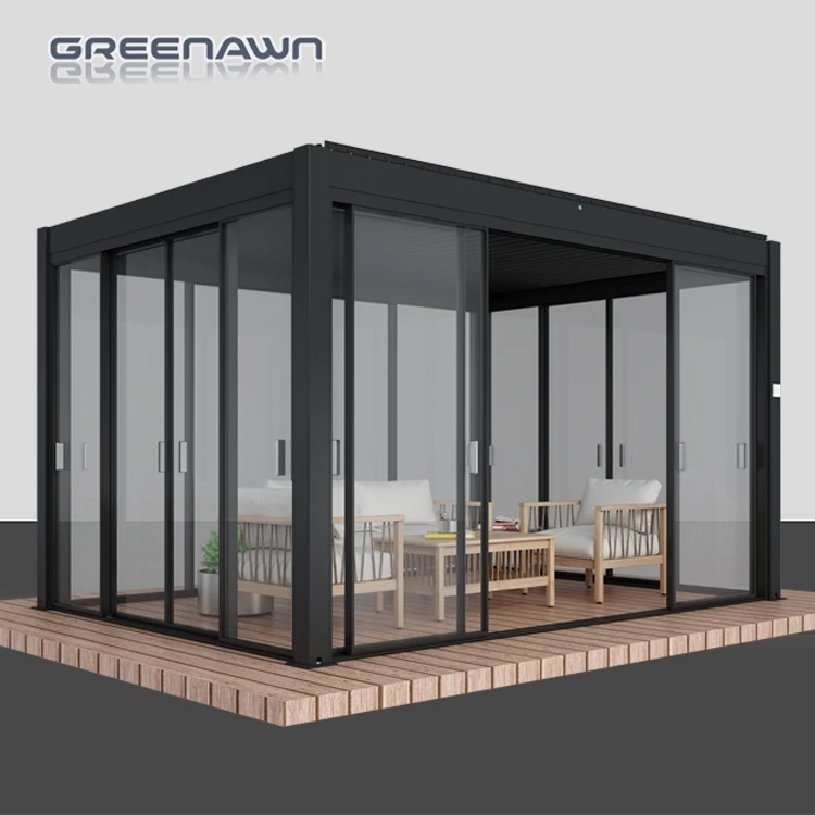 Modern Outdoor Aluminum Pergola Motorized aluminium glass sunroom for solarium sunroom furniture sets