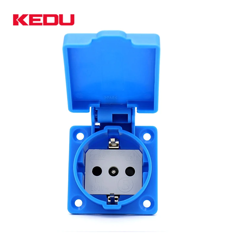 KEDU S220E 16A 250V IP44 Waterproof EU Schuko Flanged Socket With Semko VDE