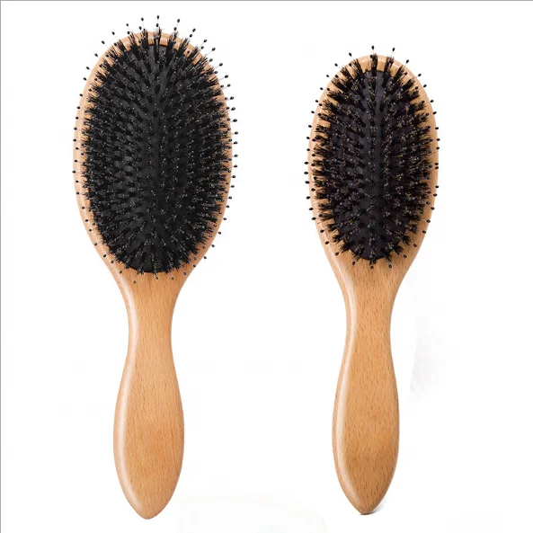 
wood handle boar bristles hair brush 
