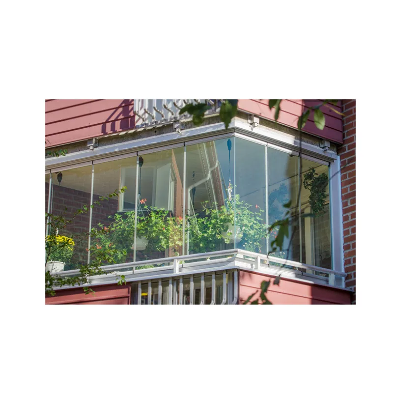 Aluminum balcony window frameless balcony glazing glass window system for frameless glass curtain folding windows slide and turn