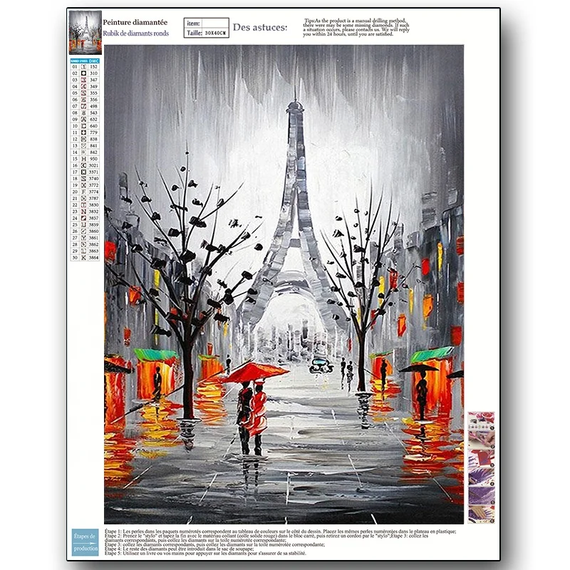 DIY full Square Or Round Drill Wholesale 3d wall art diamond painting paris abstract landscape 30*40CM For Living Home Decor