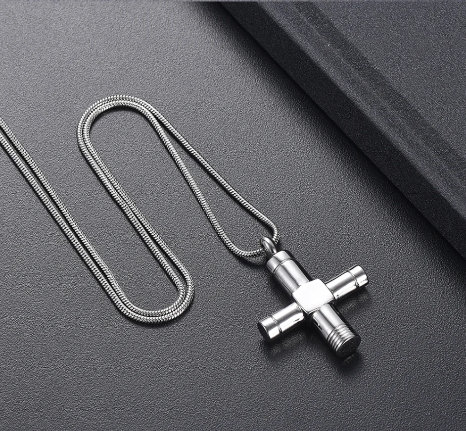 Cross Cremation Jewelry For Ashes Pendant Stainless Steel Urn Pendant Necklace For Women Keepsake Funeral Jewellery Ashes Locket