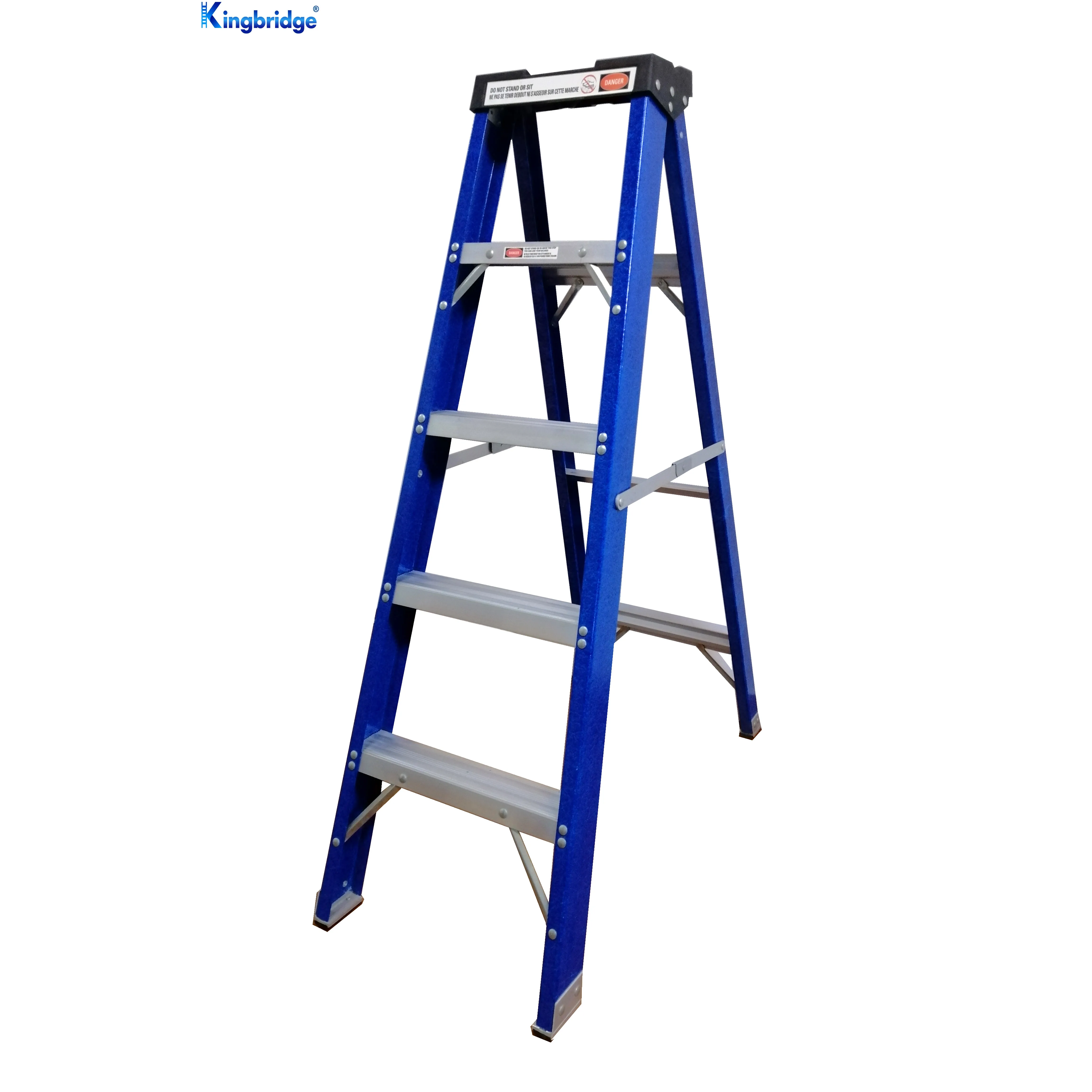 Blue Profile Household Foldable Single Side Fiberglass Insulated Ladder With Multipurpose Tray