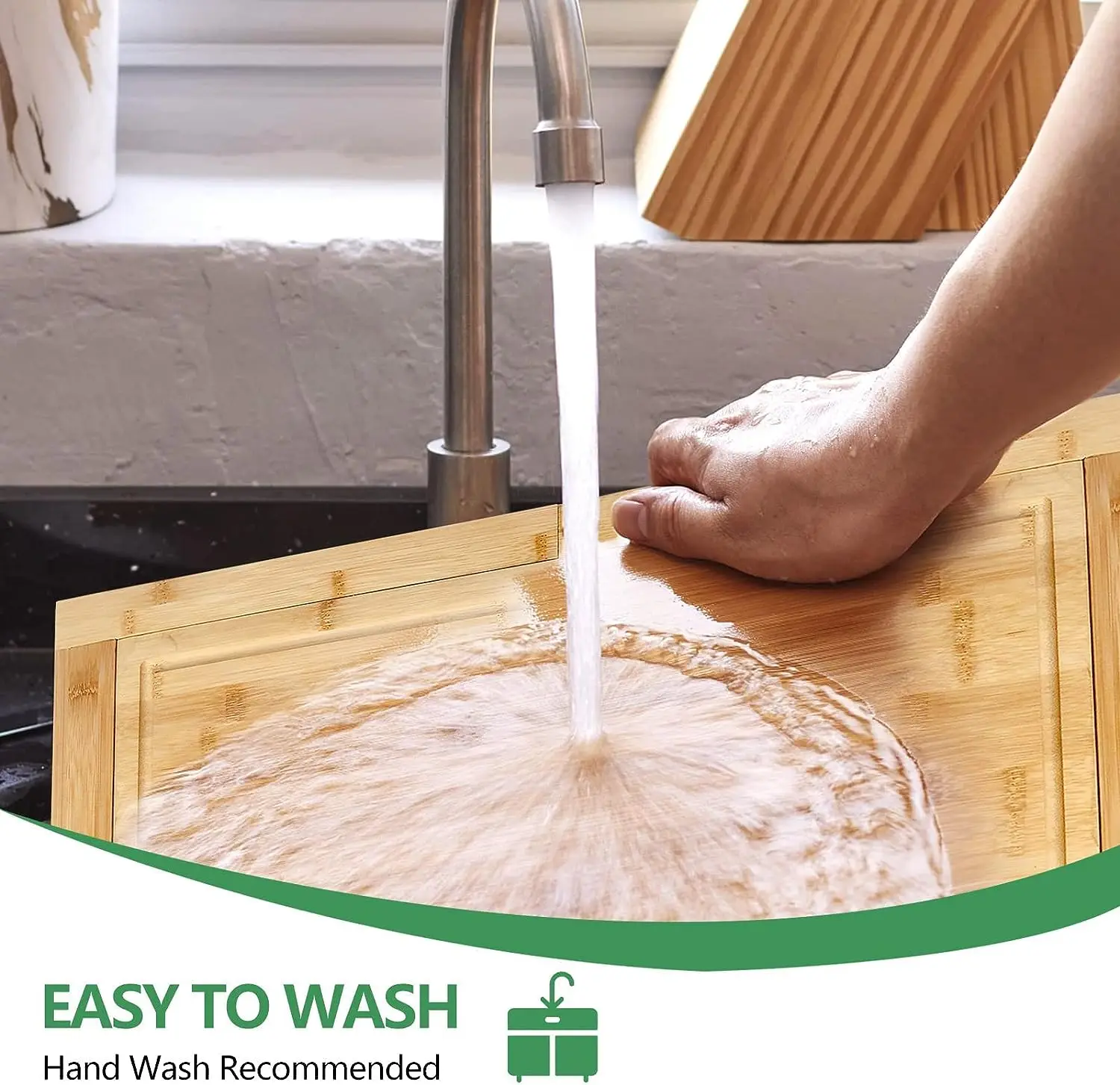 Expandable Cutting Board Over Sink, Bamboo Cutting Boards with Juice Groove, Kitchen Sink Cutting Board