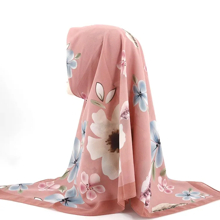 Wholesale New Design Premium Pleated Hijab Bubble Chiffon Printed Muslim Women Shawl Scarf