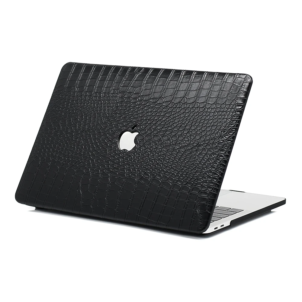 Premium Black white Faux Crocodile laptop case for MacBook Air Pro Retina 13' 15' Case