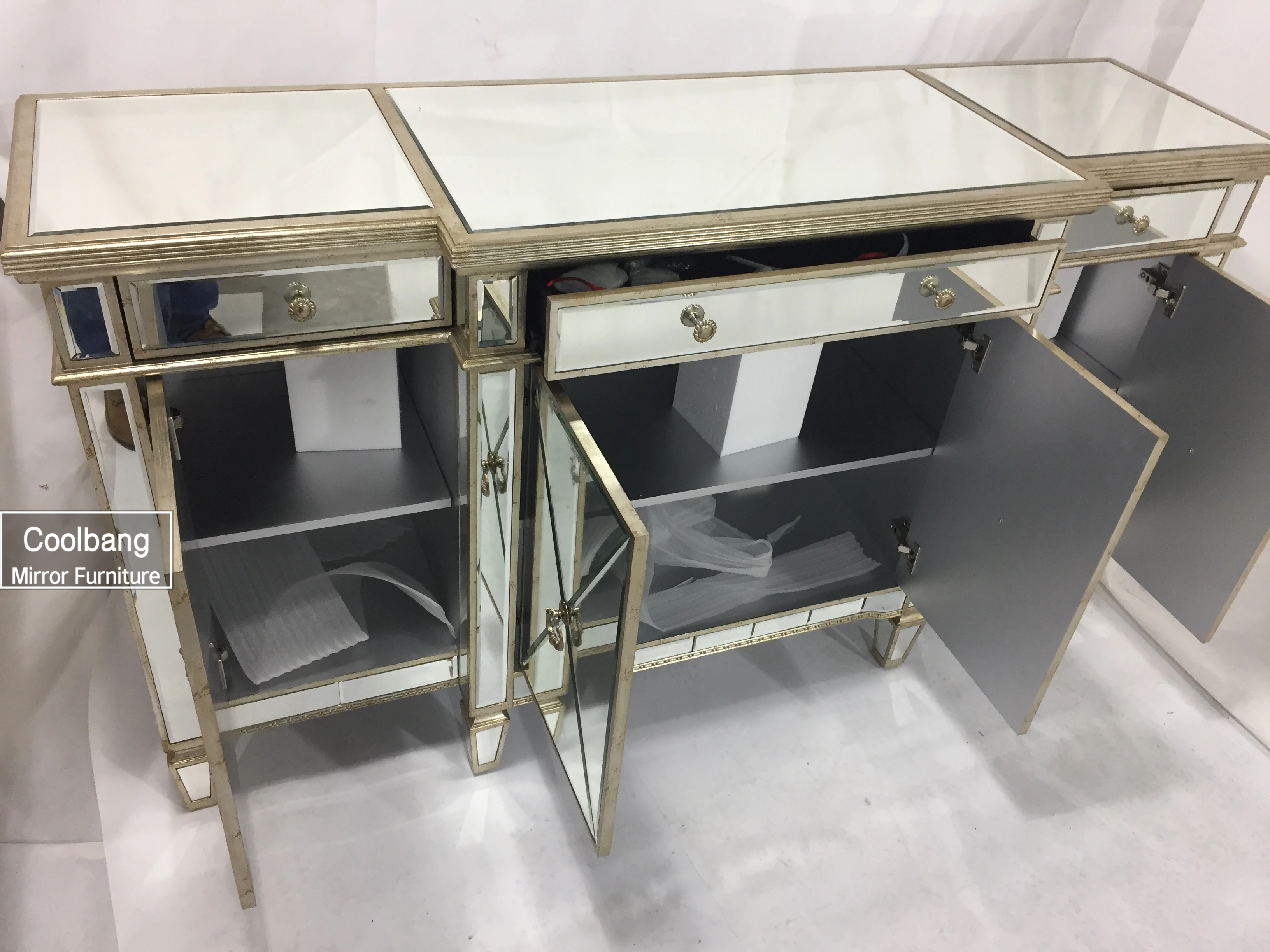 Coolbang CBM032 antique mirrored buffet table with drawers