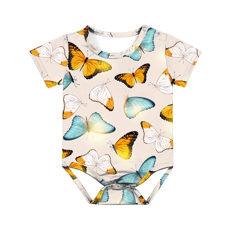 infant clothes in bulk short sleeve romper baby t-shirt newborn onsie for girls Floral Jumpsuit Little Kid Bodysuit Crawl Suit