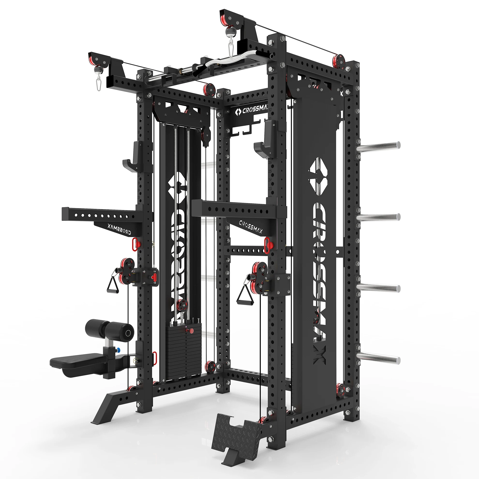Exercise gym fitness power rack plate loaded functional trainer