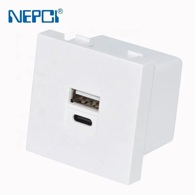 NEPCI Factory 45*45mm 5V2.1A Matt USB Charger 2 Port A C XJY-USB-26CK-AC USB Charging Module for Wall Floor Box and Table Box