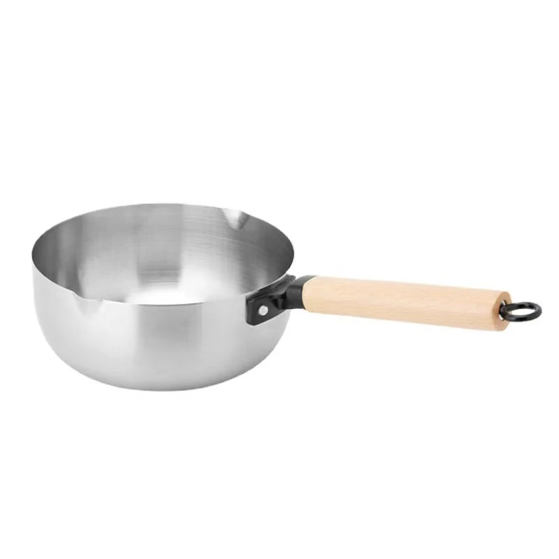Hot Sale Stainless steel Cookware Sets with Wooden Handle Snow Pan Stock Pot Noodles Pot Milk pot with Lid