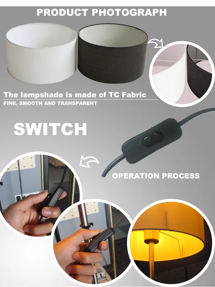 Chinese Wholesale Contemporary White Fabric E27 Halogen Bulbs Design Residential Modern Metal Floor Lamp