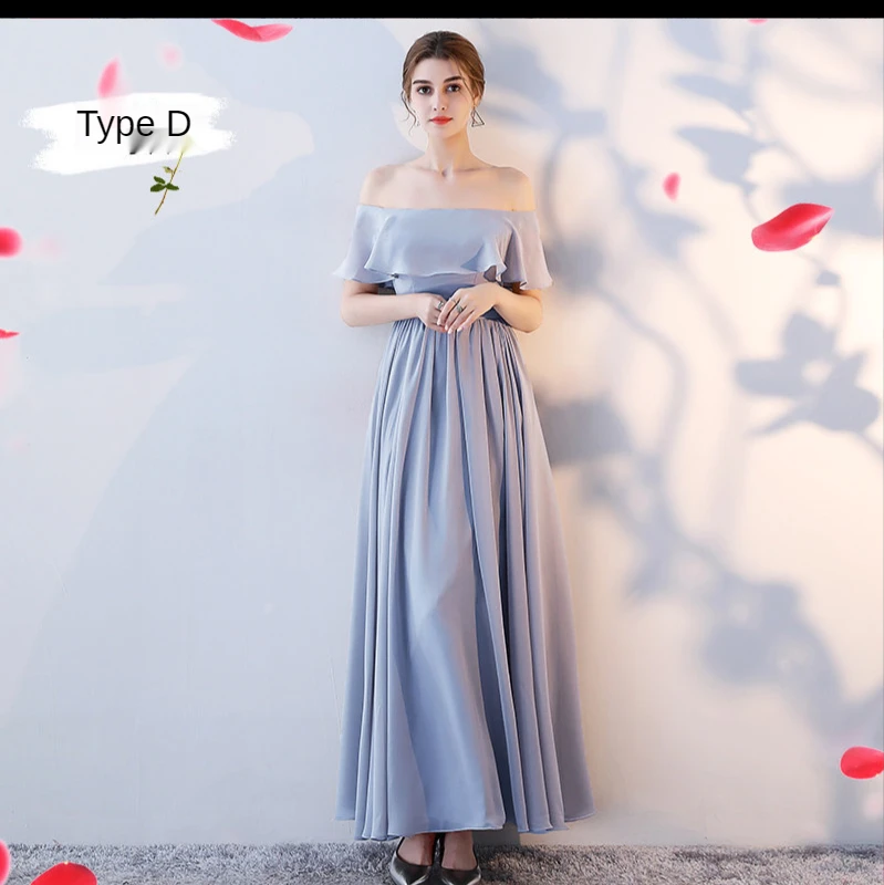 
2021 Spring Cheapest Chiffon Off Shoulder Pink Backless Evening Dinner Long Loose Plus Size Bridesmaid Dresses 
