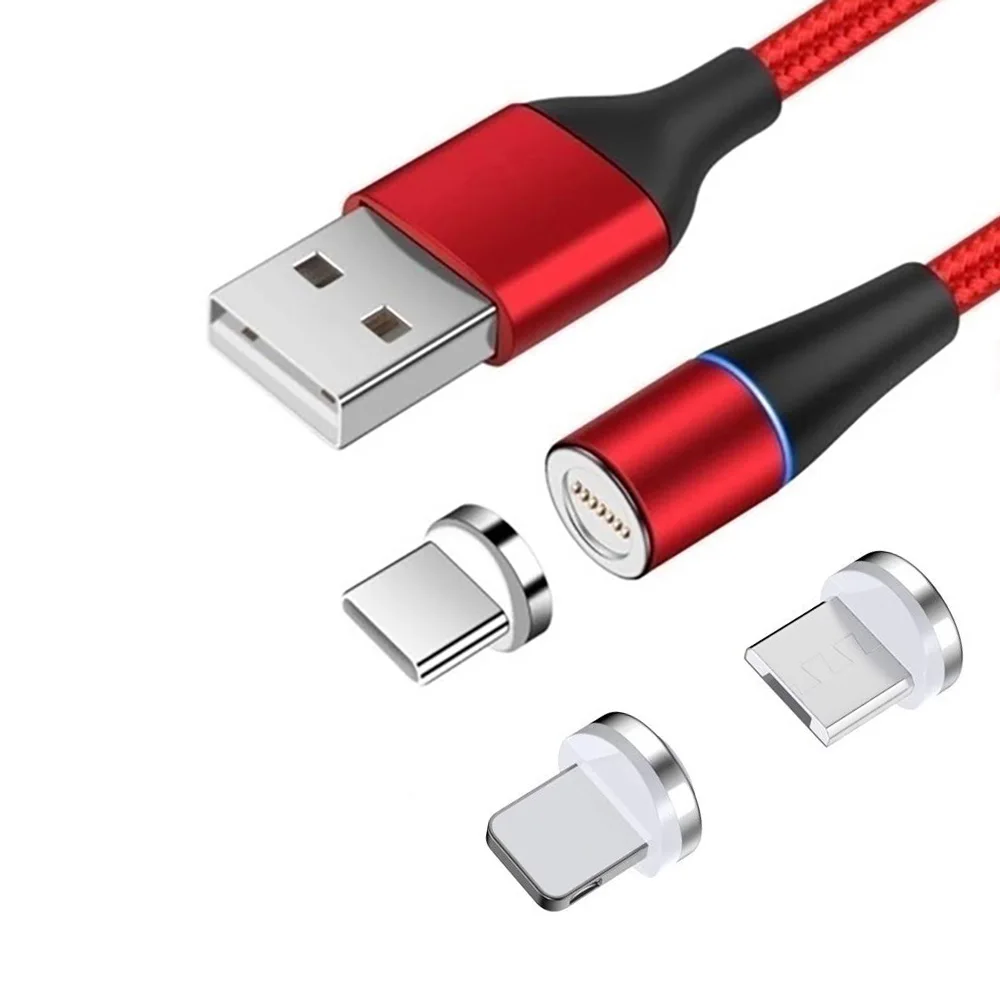 Free Sample 1m Short 3 in 1 Nylon Braided Micro USB Charging Cable
