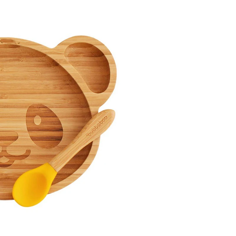  Panda Design Baby Suction Bamboo Plate Custom disposable Spoon