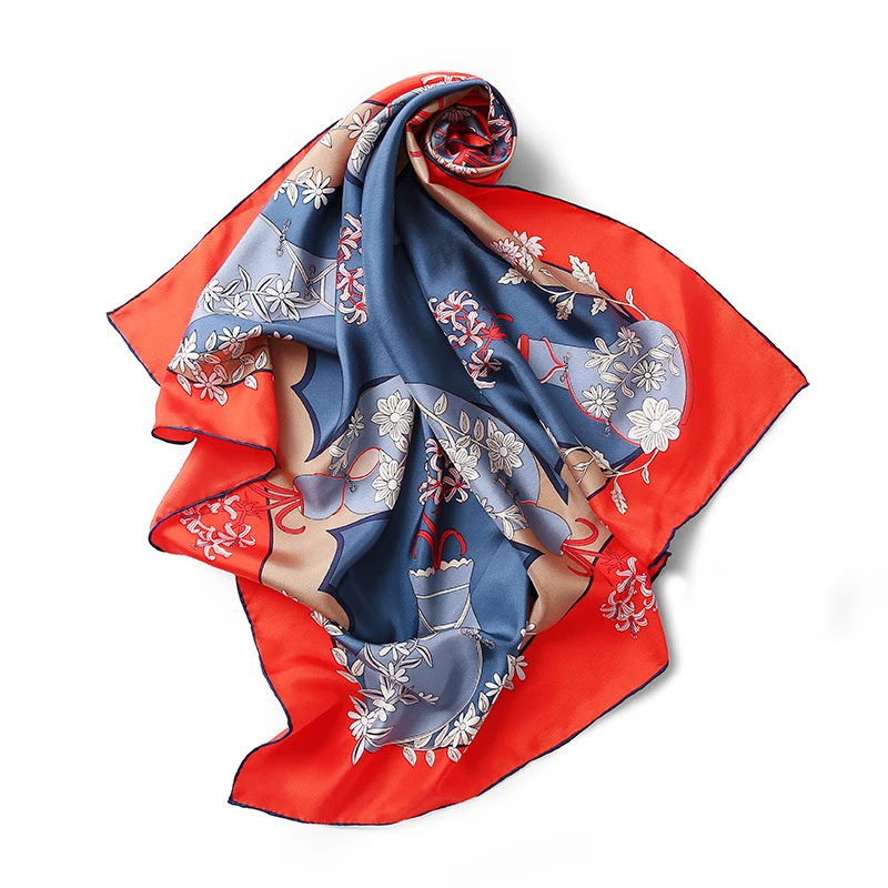 
Fashion Luxury Women Long 100% Silk Scarf print Pattern Silk All Season can customed 