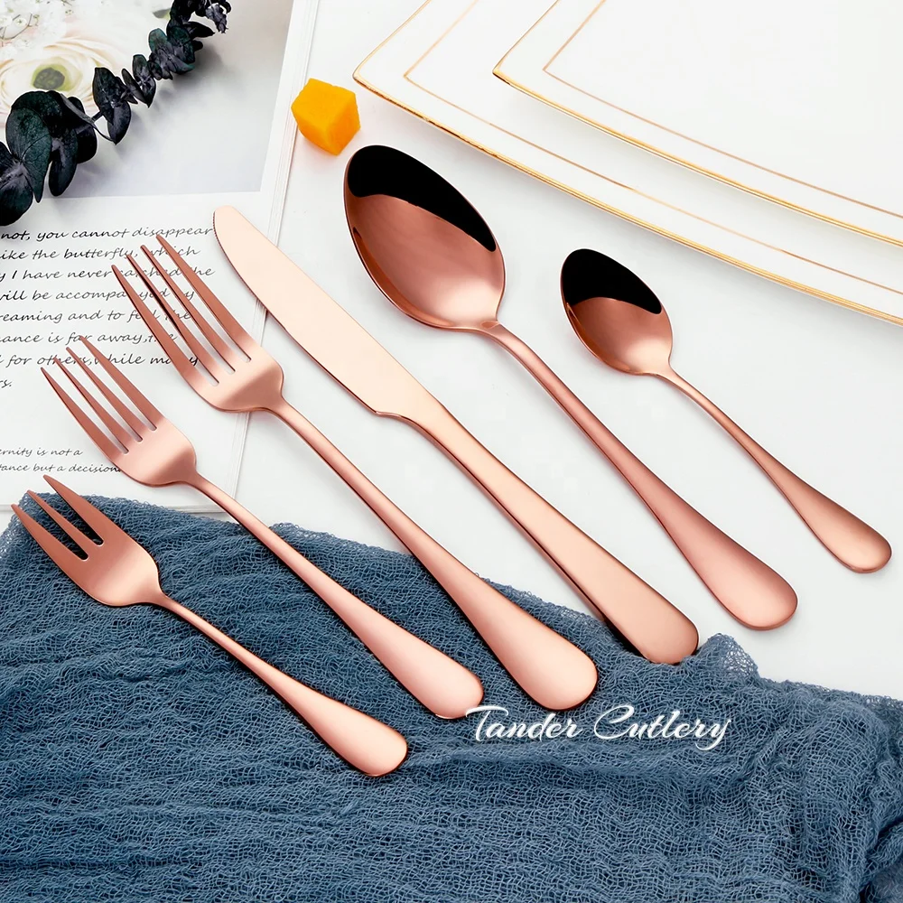 Wedding 5pcs Mirror Stainless Steel Silver and Gold Cutlery Set Golden Flatware Besteck Set Metal