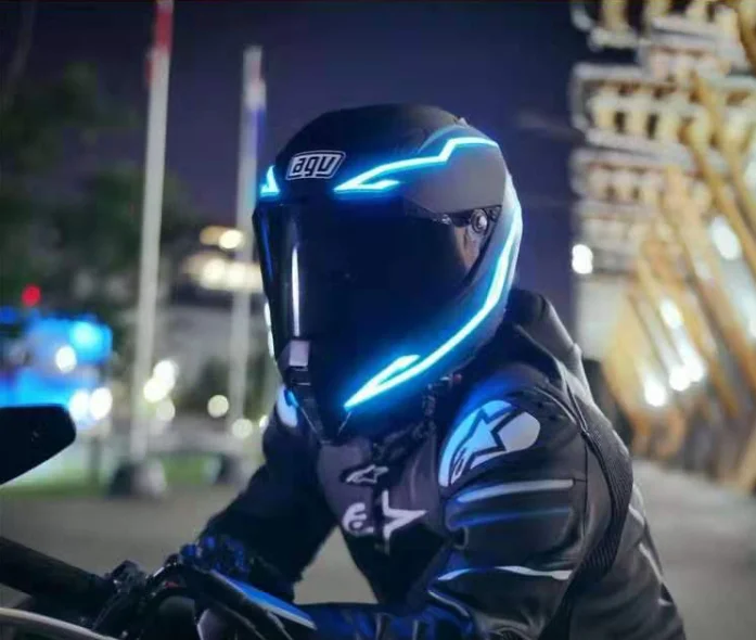 
TikTok Hot Sale Motorcycle Helmet EL strip light EL Tape Safety Glowing Tape for Helmet Led Strip Factory direct price Wholesale 