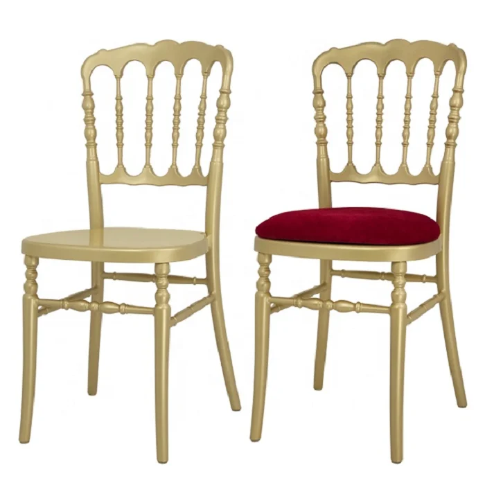 Gold Stackable Wooden Wedding Chair Wedding Dining Napoleon Plastic Chair Outdoor Metal Event Chairs for sale