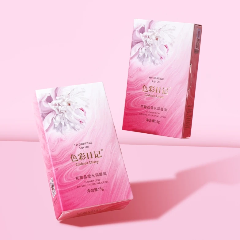 Custom Private Label Colour Diary Flower Dew Crystal Hydrating Lip Gloss Oil Nourishing Repairing Lip Glow Oil Plumper Vegan