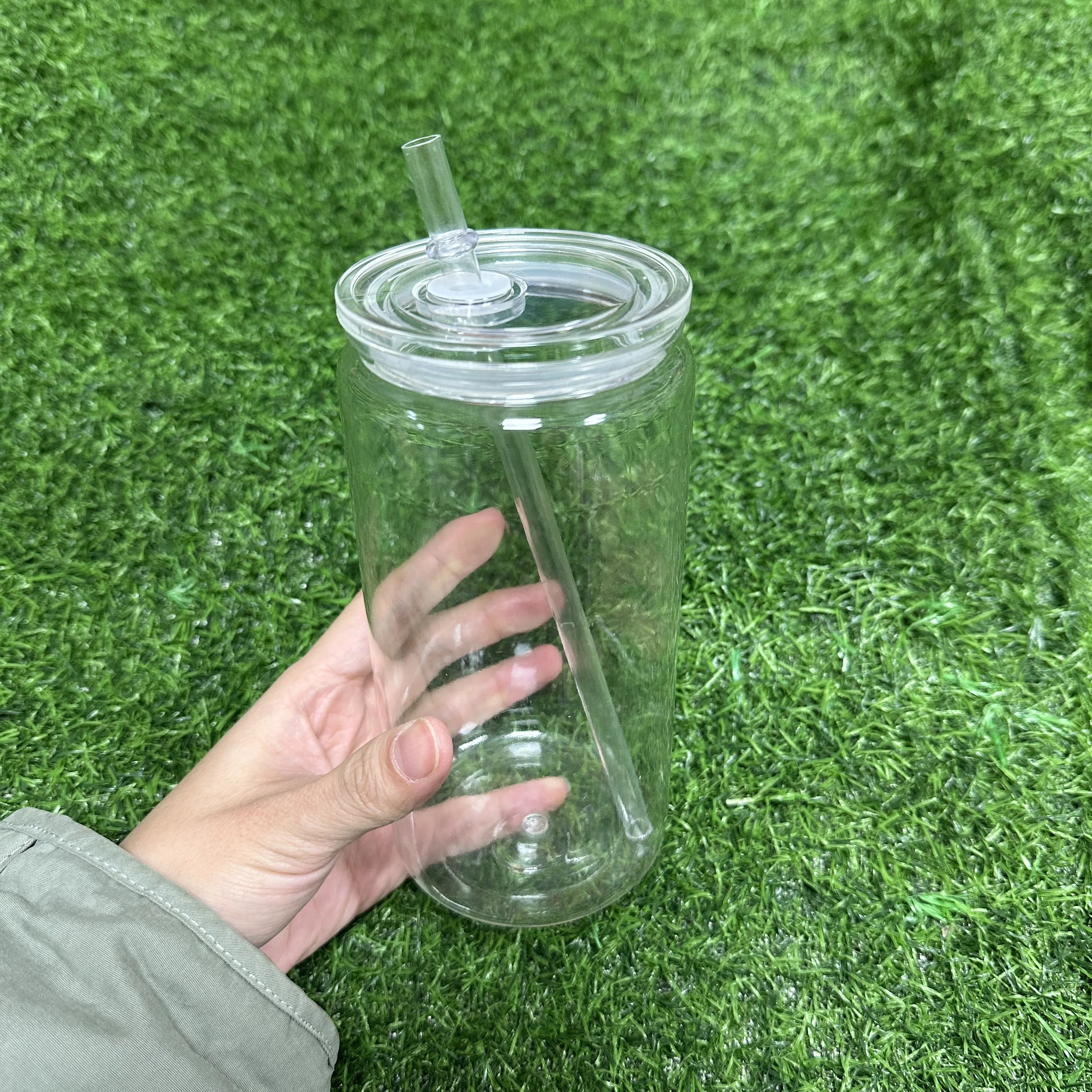 US warehouse Recyclable 16oz plastic acrylic beer soda can clear transparent cold and hot drinks beer coffee mug can cup for kid