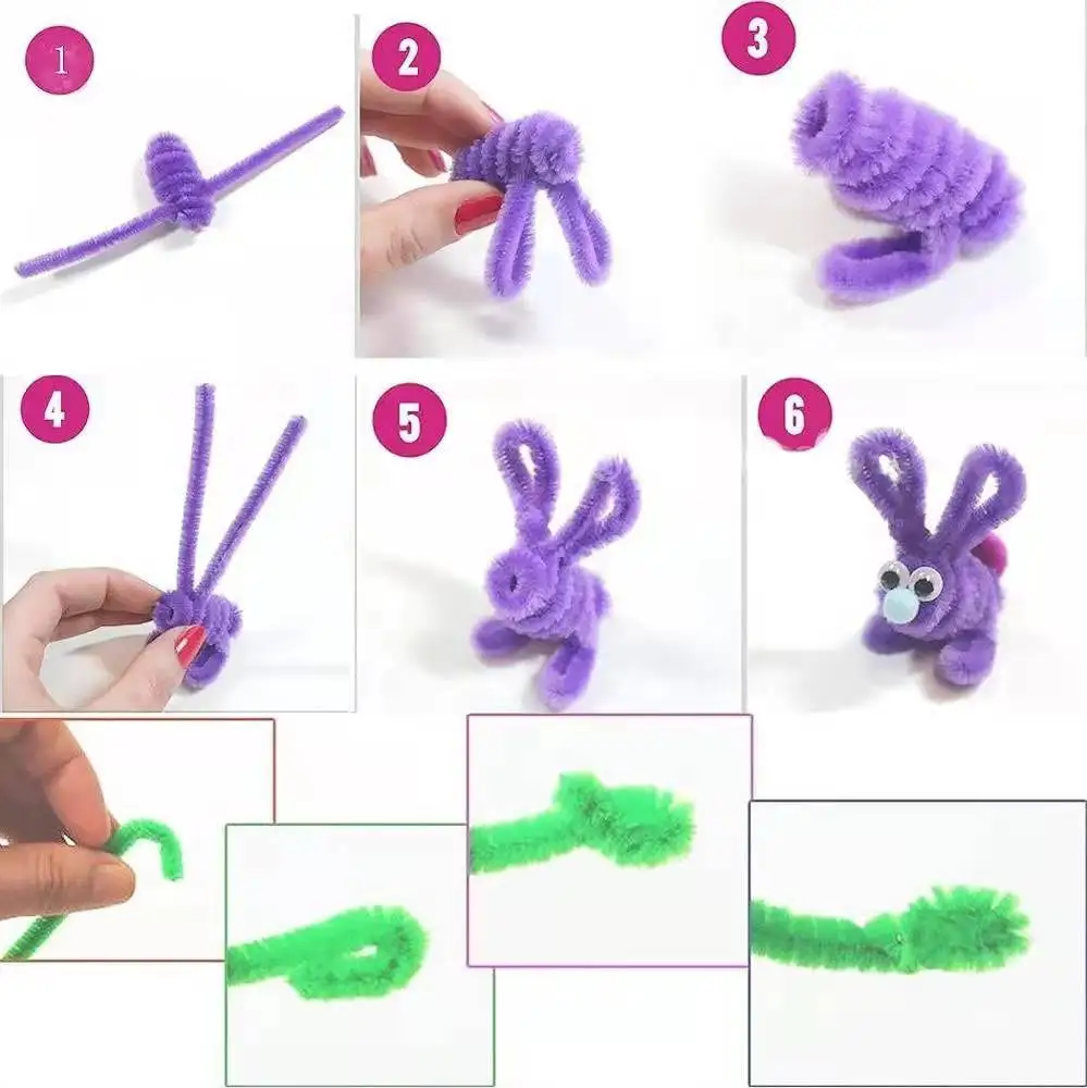 Hot sale  6mm x 12 inch Colorful Art Craft Chenille Stem Pipe Cleaners  Diy handcraft Children Education Toy