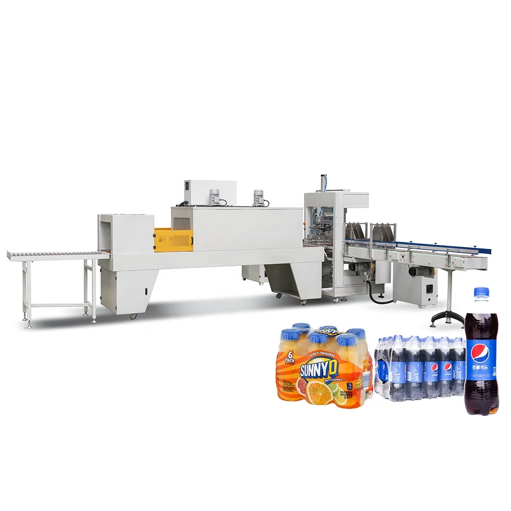 Water Plastic Bottles CSD Drink Cans Heat Shrink Wrapper Automatic Stretch PE Film Packaging Machine