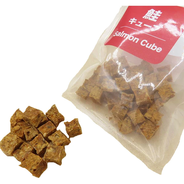 Wholesale bulk dog food treats dried fish salmon cube from Japan