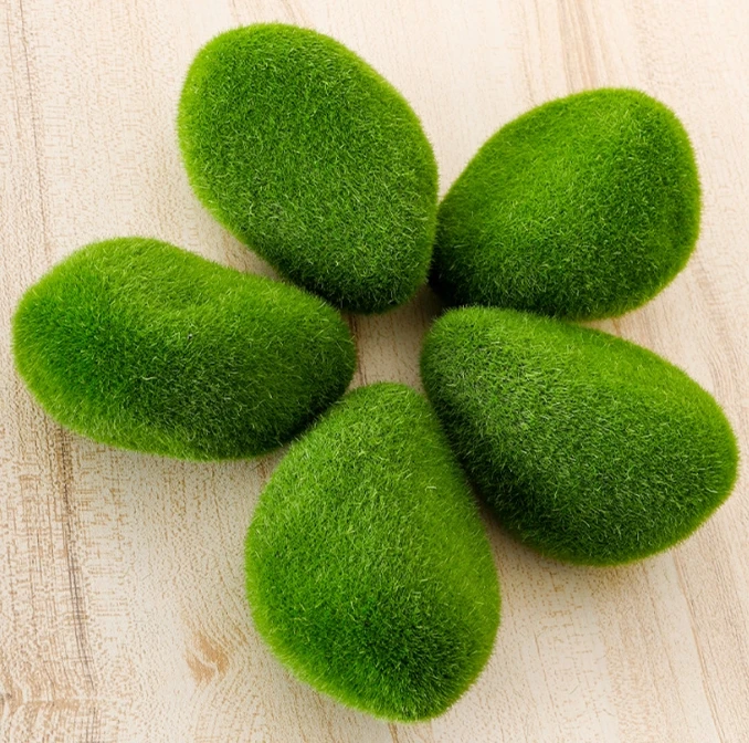 Yopin-2118 Foam Moss Grass Stone 9CM Decorative Artificial Moss Stones For Plant Wall