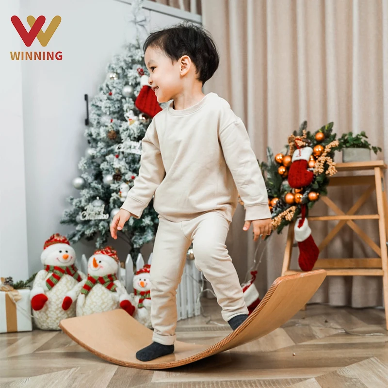 Winning Balance Board For Kids Montessori Wooden Curvy Fitness Exercises Wobble Board Montessori Fitness Training Wholesale