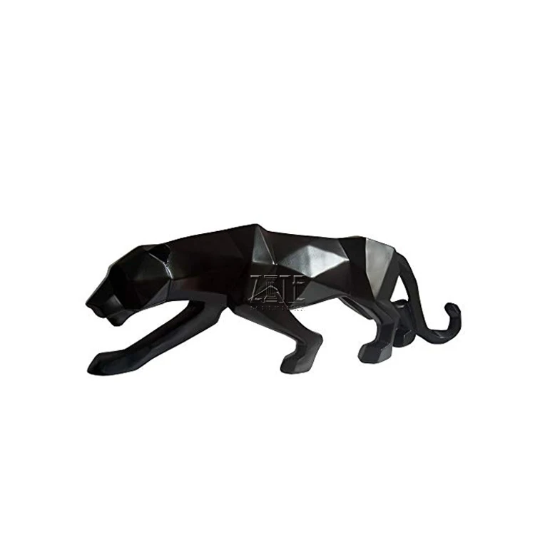 Фигурка животного из стекловолокна в натуральную величину, черная Геометрическая Смола, скульптура Пантеры