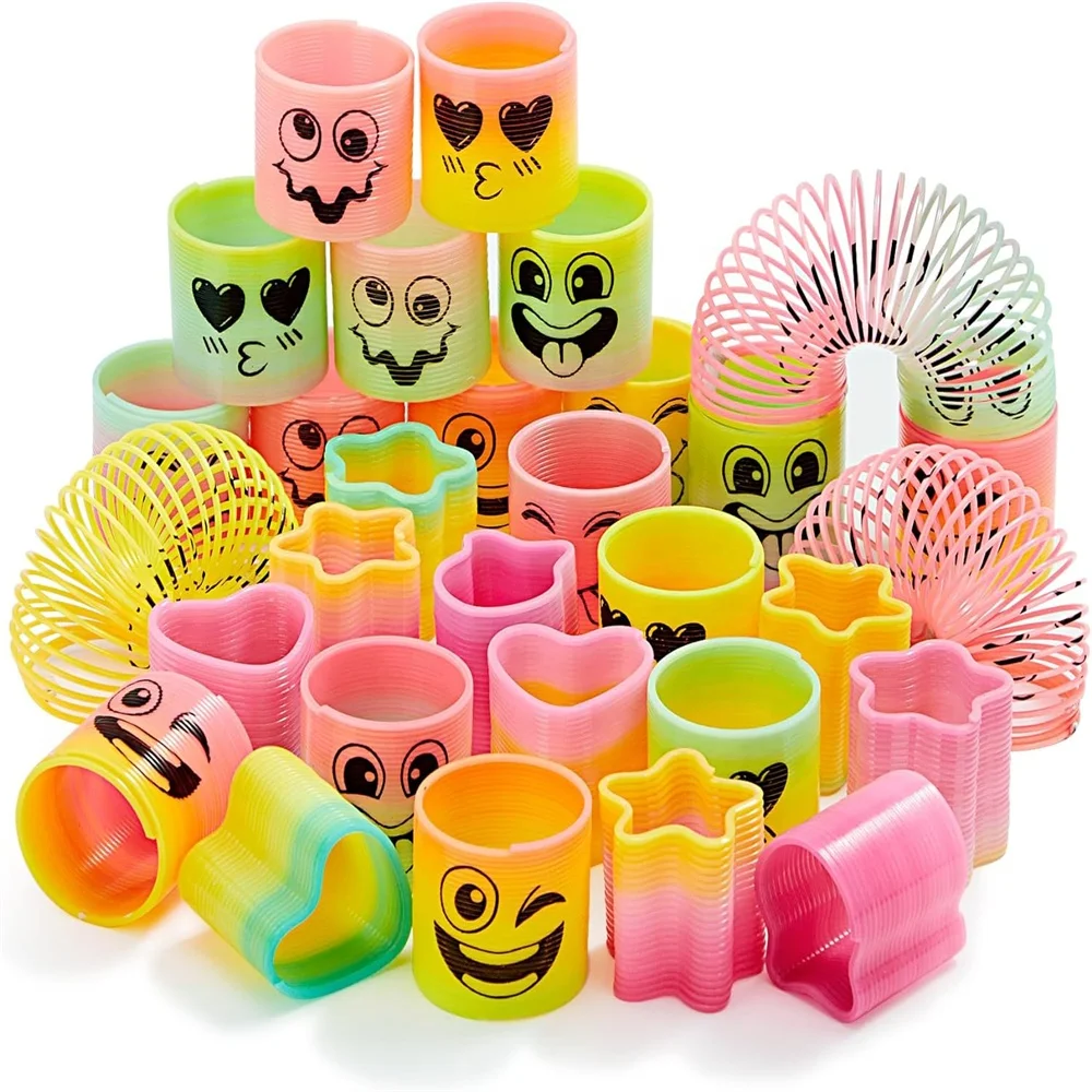 Cheap 3.5cm Rainbow Magic Spring Colorful Rainbow Neon Plastic Spring Toy for Birthday Party Favors Small Toys Gifts