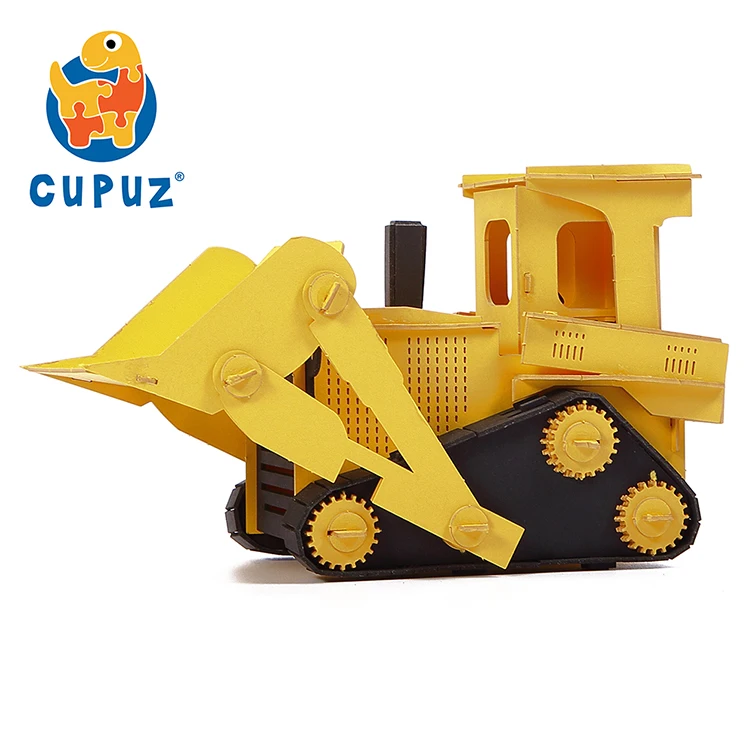 
Laser cut Bulldozer toy 3d paper model diy paper bus toy 
