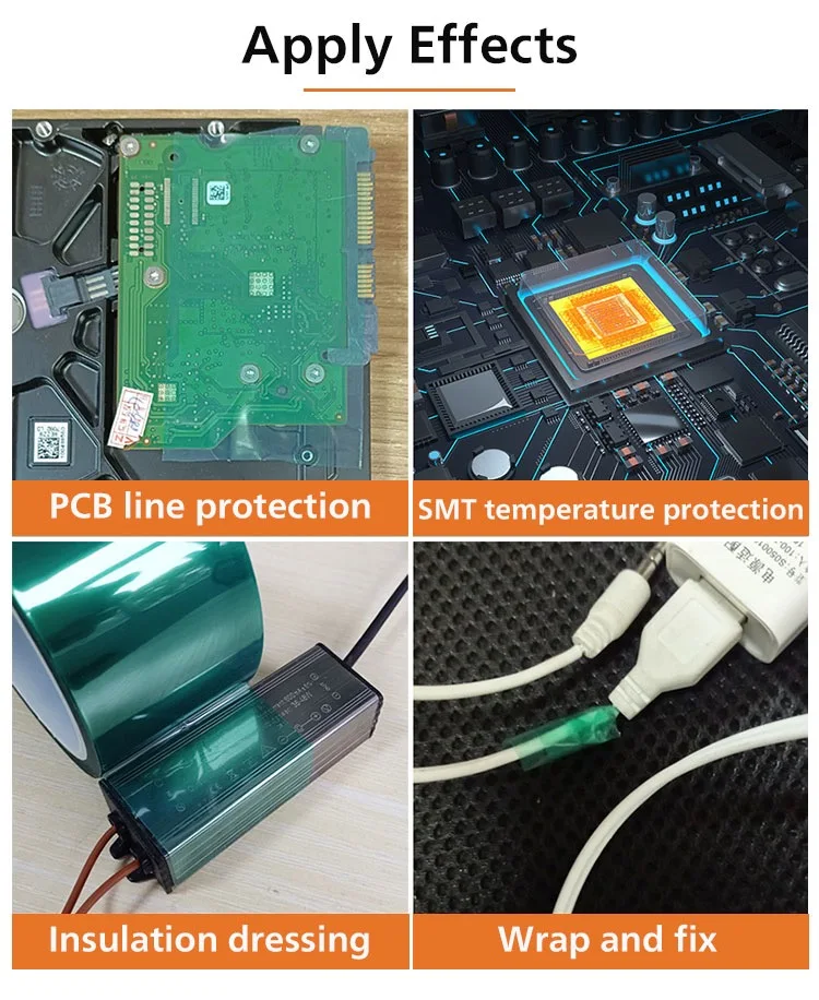 Thermal Adhesive Tape Green Polyester HighTempeprature Masking Tape Green High Heat PET Tape for Circuit Boards