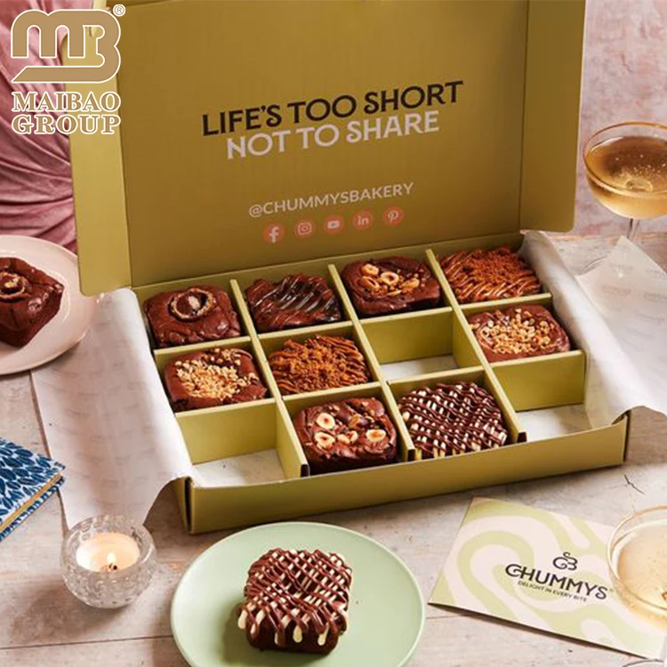 Wholesale Eco Friendly Divider Cake Box Custom Printed Donut Packaging Box Bakery Food Grade Cookie Pastry Chocolate Brownie Box
