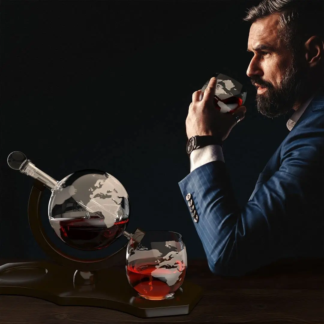 Hot sale whiskey glass decanter Includes 2 Glasses Whisky funnel and food contact safe stainless steel stones