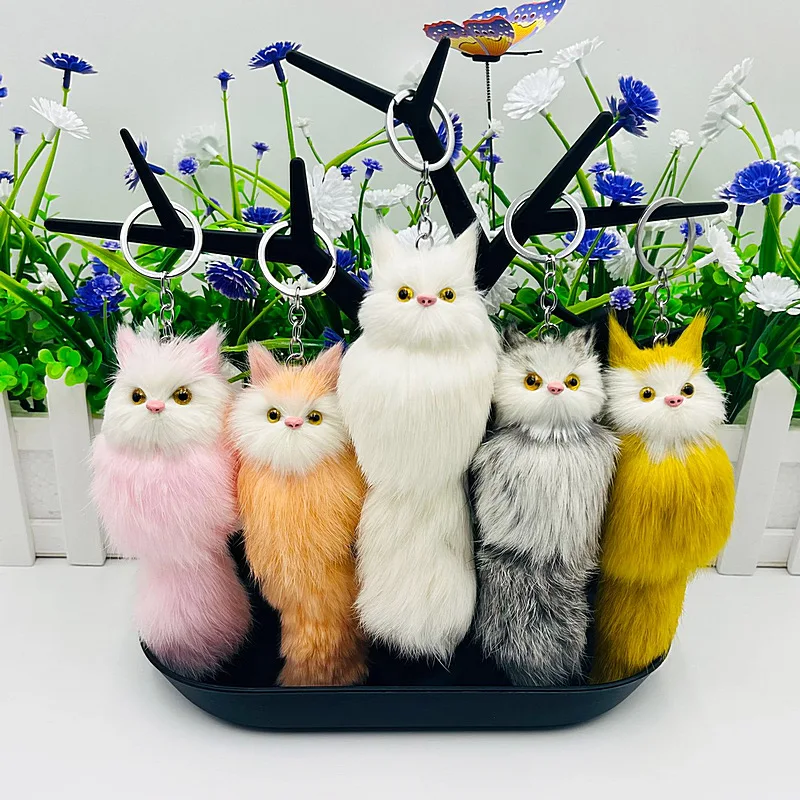 Cute fox Rex Rabbit fur fur pendant rabbit hair key chain Car accessories package plush pendant key chain