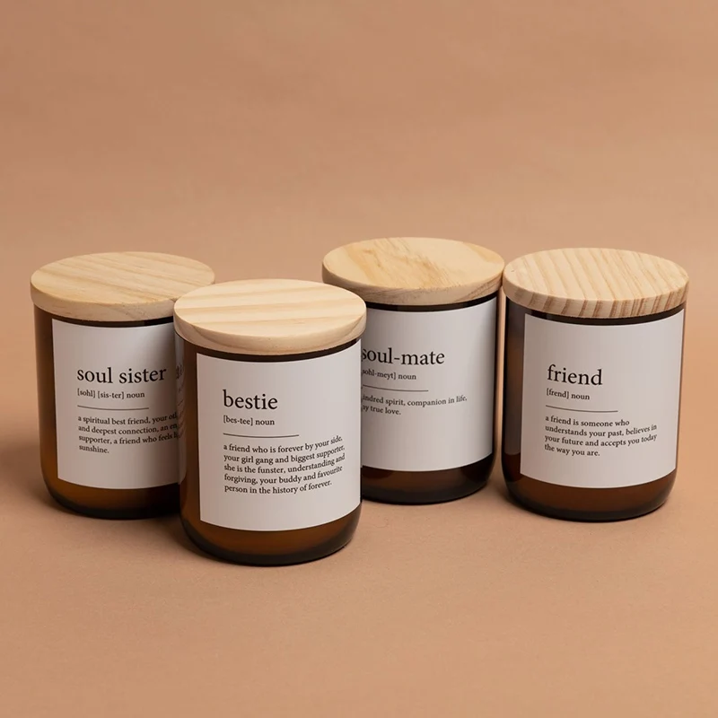 Home Decor Scented Candle Gift Set Private label luxury soy wax scented candles with wood lid For Birthday Valentines Gift